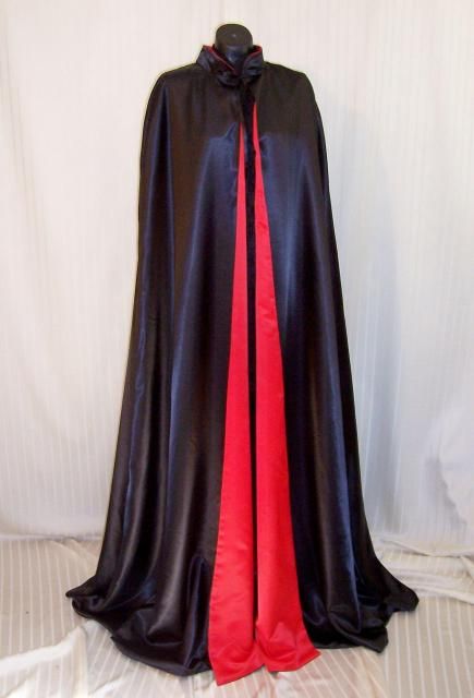 Vampire Cape Dracula Cloak Gothic Dramatic Drag Queen BLACK RED 