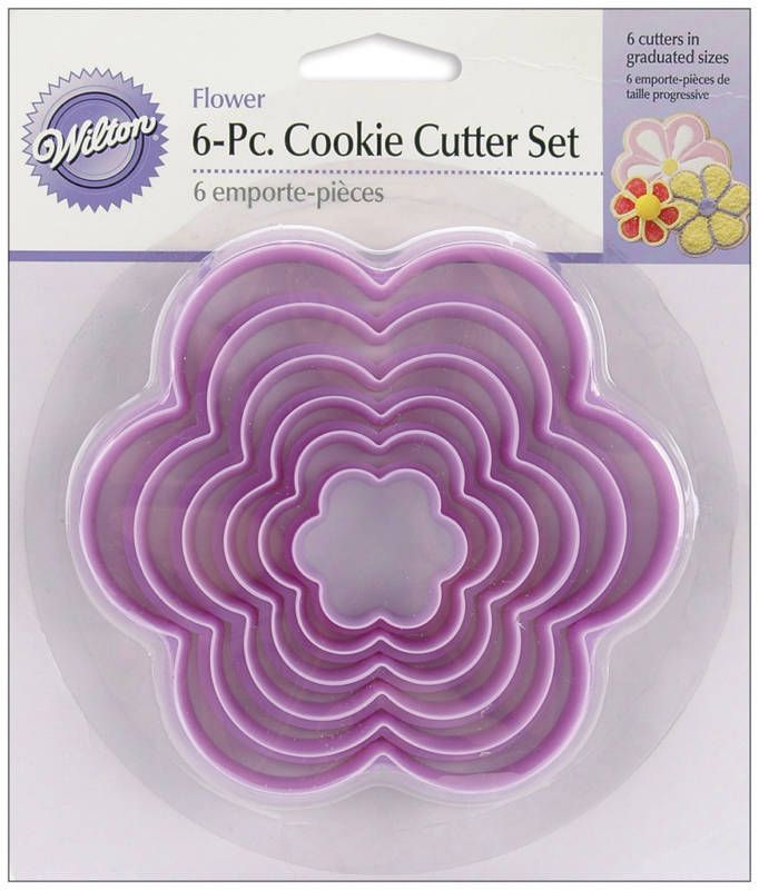 Wilton 6 Piece Plastic Cookie Cutter Set   Flower  
