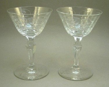 Cut Glass or Crystal Sherry Wine Goblet Teardrop Stem  