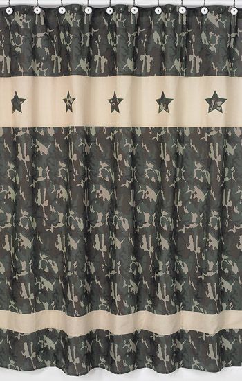 JOJO DESIGNS CAMO GREEN ARMY BOYS FABRIC SHOWER CURTAIN  