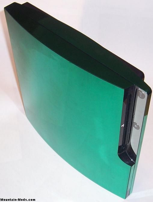 PS3 Playstation 3 SLIM Green Chrome System SKIN KIT MOD  