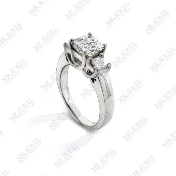 50CT PRINCESS CUT THREE STONE DIAMOND ENGAGEMENT RING  