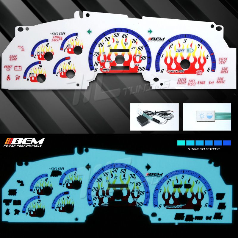 97 98 FORD F150 PICKUP DASHBOARD EL GLOW GAUGE w/ TACH  