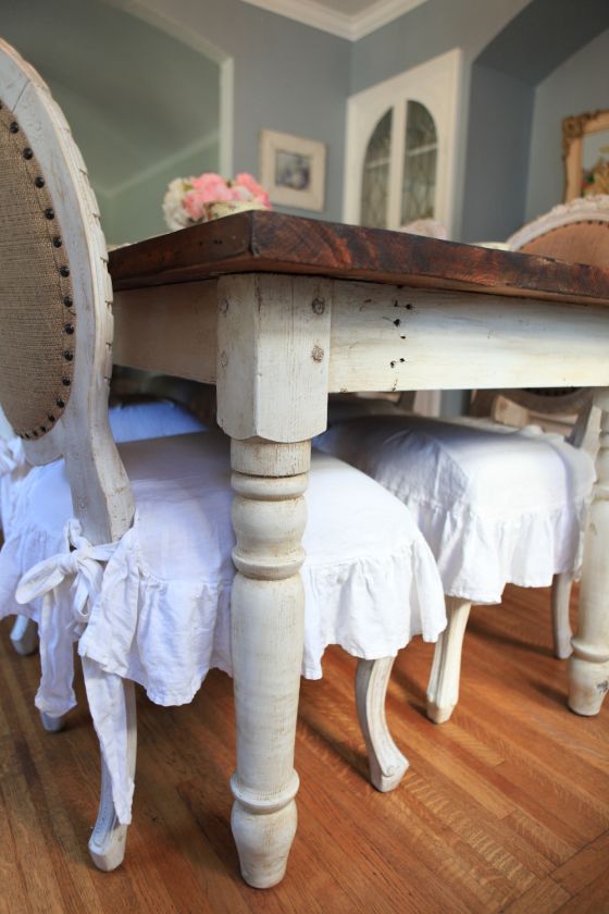 Shabby French Chic Farmhouse Farm Table Brown Rustic  