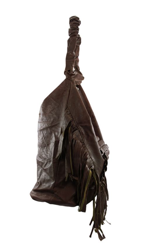 Large Bucket Style Fringe Shoulder Bag Choice Of Colors Color BROWN 