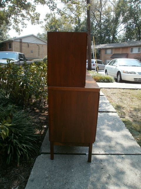   Walnut Leather Sideboard Hutch Jens Risom Paul McCobb REDUCED  