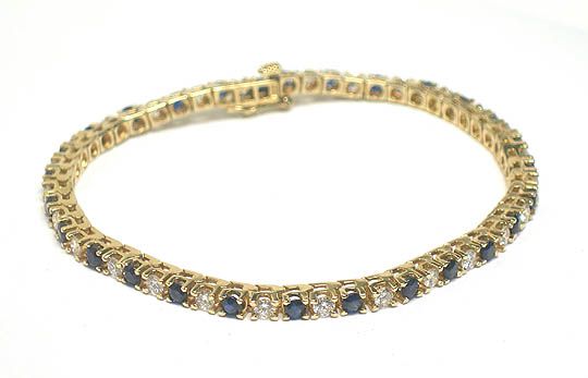 STUNNING 14K SOLID GOLD, DIAMONDS & SAPPHIRES BRACELET  