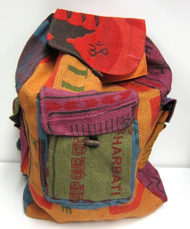 Kathmandu Recycled Rice Burlap Backpack Bag  