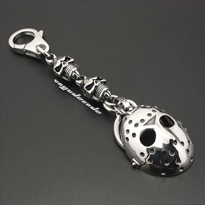 Unique 316L Stainless Steel Halloween Jason Mask Men`s Keychain W30KC 