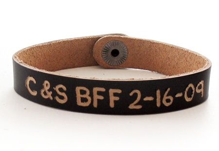 black id with initials and heart couples bracelet