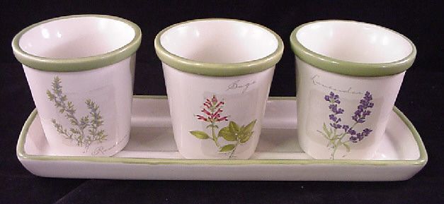 Sonoma Herb Garden 3 Flower Pots w/tray EXCEL Used HTF  