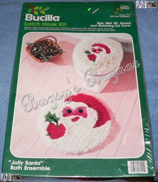   SANTA Bath Ensemble Christmas Latch Hook Kit   Toilet & Rug  