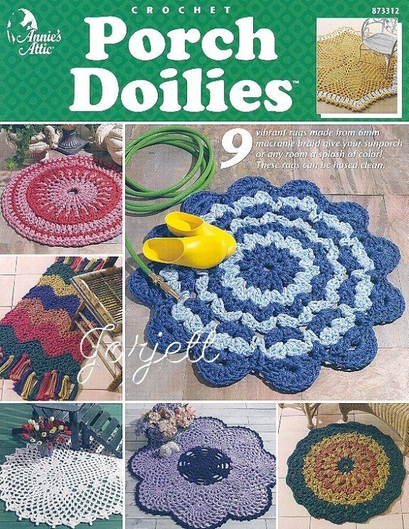 Porch Doilies, Annies Q hook rug crochet patterns, new  