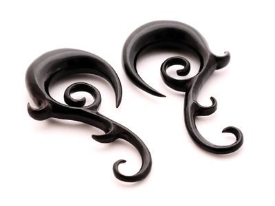 Pair of Buffalo Horn Spiral Ear Hooks STYLE 1 Plugs set gauges PICK 