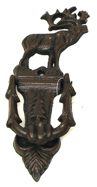   Iron Moose Door Knocker or Towel Ring Holder Deer Buck Elk Wall Decor