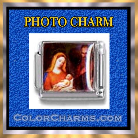 Italian Charms 9mm PHOTO Charm JESUS BIRTH IN MANGER  