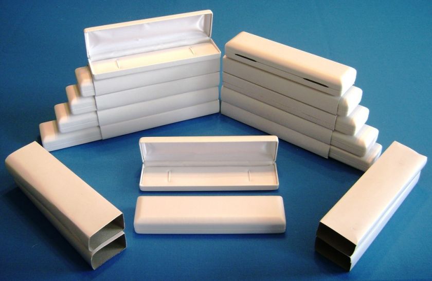 Lot of 12 White Faux Leather Jewelry Bracelet Boxes New  