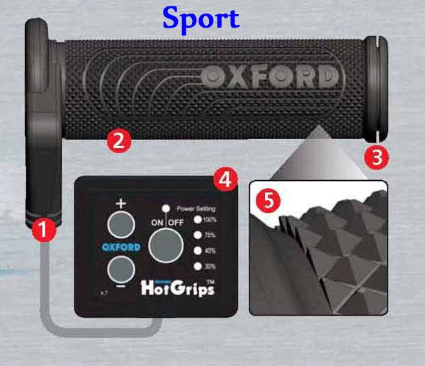 Paire de Poignees Chauffantes Hot Grips Oxford Prestige Moto sportive 