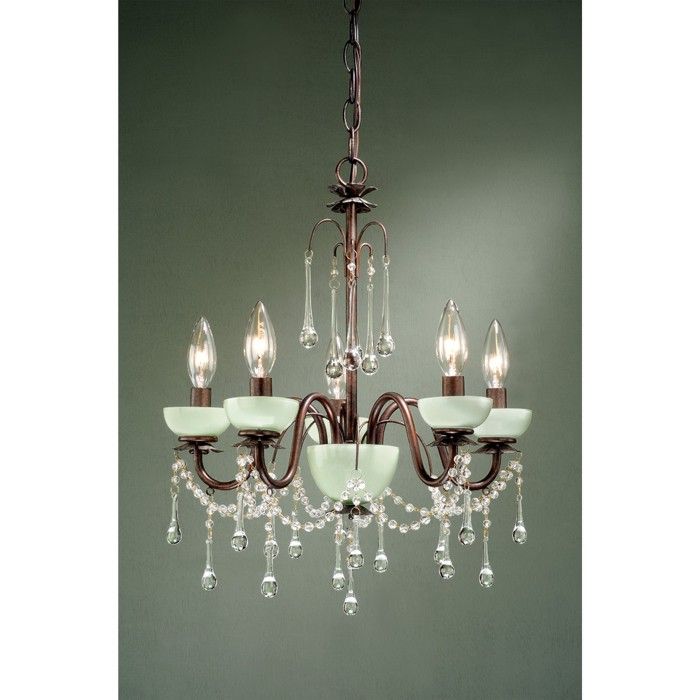 NEW 5 Light Mini Candle Chandelier Lighting Fixture, Bronze, Mint 