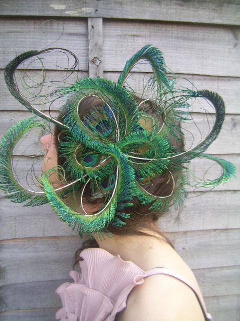   HILL Peacock feather sword fascinator ASCOT Wedding headband hat base