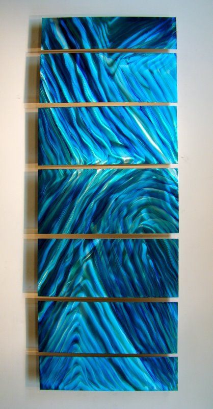 Modern Abstract Metal Wall Art Painting Sculpture Blue Aquarius By 