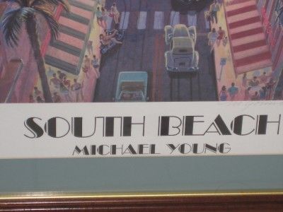 RARE MICHAEL YOUNG SIGNED PRINT SOUTH BEACH FLORIDA 92  