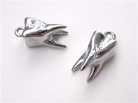 HOT Lot of 2 New TOOTH TEETH Silver Pendants Charms  