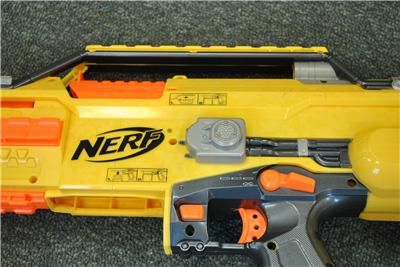 Lot 3 Nerf Toy Guns Blue FireFly REV 8 Stampede ECS Axe & Dart Clips 