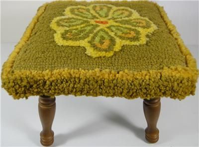 VINTAGE SMALL CHAIR STOOL LEG REST FURNITURE TAPESTRY  