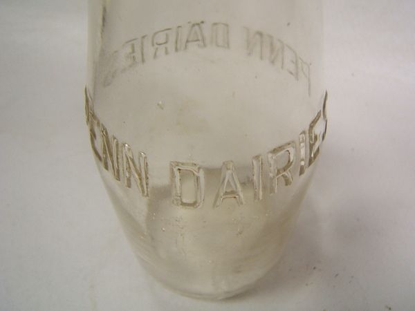 Penn Dairies Embossed Clear Glass 1/2 Pint Milk Bottle  