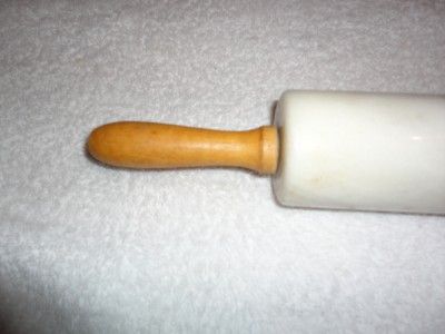 COLLECTIBLE VINTAGE MARBLE & WOODEN ROLLING PIN  