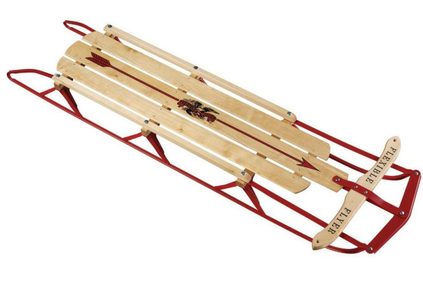 Lot of 2 Flexible Flyer 1060 Classic 60 Wooden Snow Sleds with Steel 