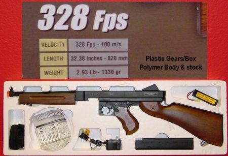 aeg AIRSOFT Eco Line ABS Plastic MILITARY M1A1 THOMPSON w/ STICK MAG 