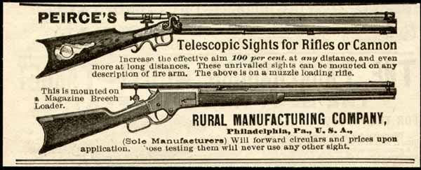 1888 Advertisement for Pierces Telescopic Sights for Rifles or Cannon