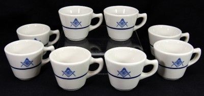 Lot of 8 Masonic Walker Restaurant China Coffee Mugs  