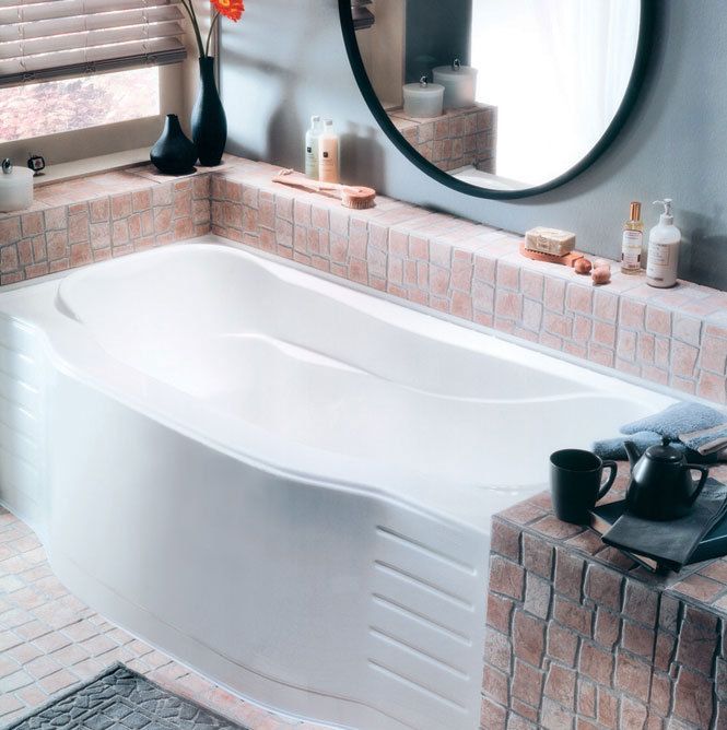   MODERN ALCOVE SQUARE BATH TUB WITH APRON OPTIONAL WHIRLPOOL  