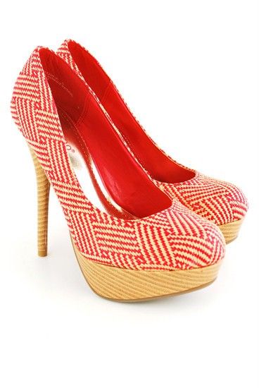 NEW BAMBOO WOMENS HIGH HEEL PUMPS/PLATFORMS faux wood grain heel CORAL 